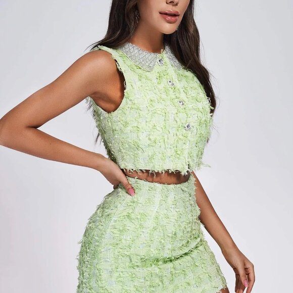 Bella Barnett Coral Green Tweed Skirt Only - Picture 1 of 6